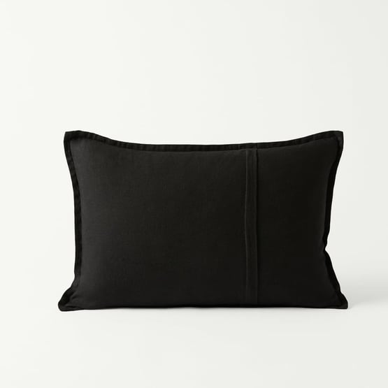 Belgian Black Vintage Washed Linen Long Cushion