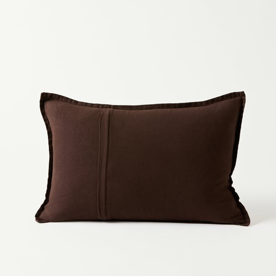 Belgian Chocolate Vintage Washed Linen Long Cushion
