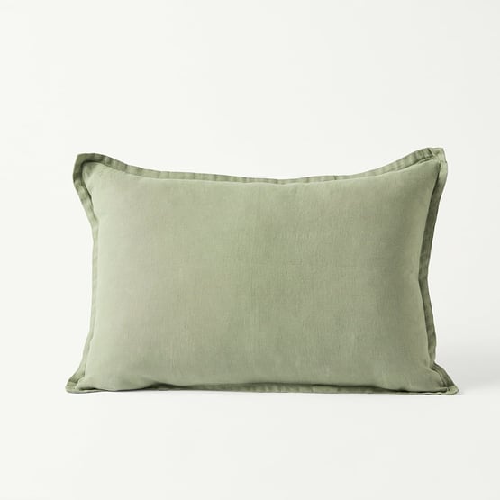 Belgian Gum Leaf Vintage Washed Linen Long Cushion