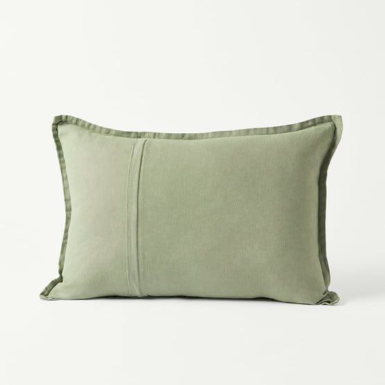 Belgian Gum Leaf Vintage Washed Linen Long Cushion