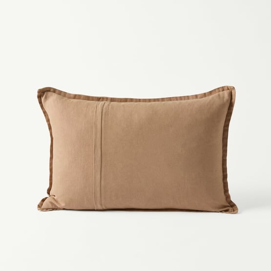 Belgian Hazelnut Vintage Washed Linen Long Cushion