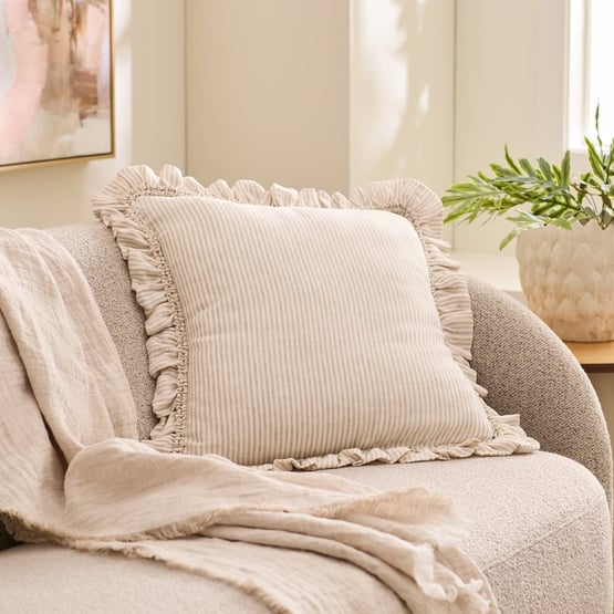 Brydee Linen & White Stripe Linen Cushion