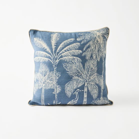 Resort Palm Blue Cushion