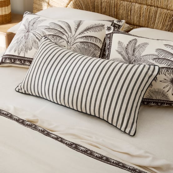 Tommy Natural & Charcoal Stripe Bolster Cushion