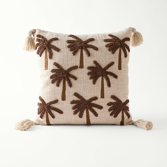 Palm Cacao Tufted Cushion