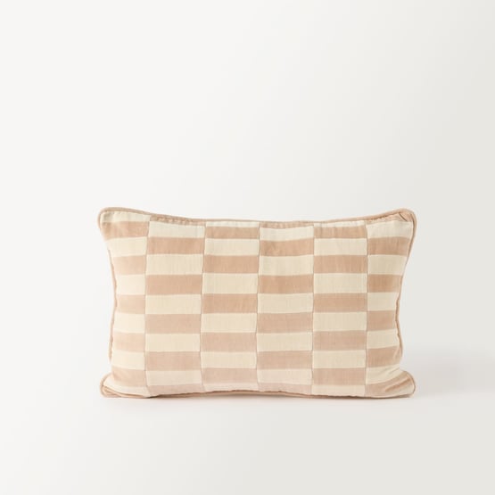 Sirena Natural Patchwork Check Cushion