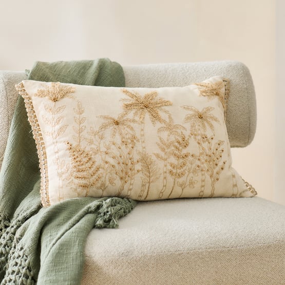 Keone Natural & Brown Palm Cushion