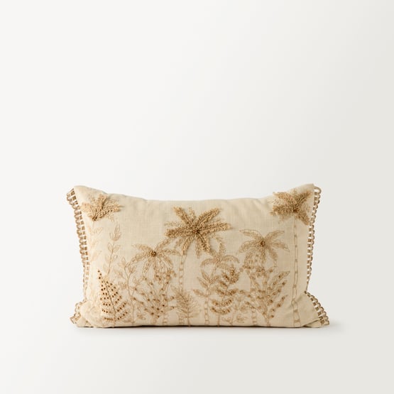 Keone Natural & Brown Palm Cushion