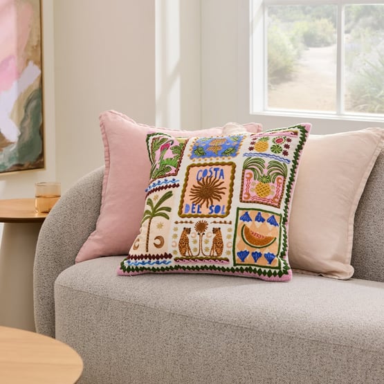 Costa Del Sol Postcard Cushion