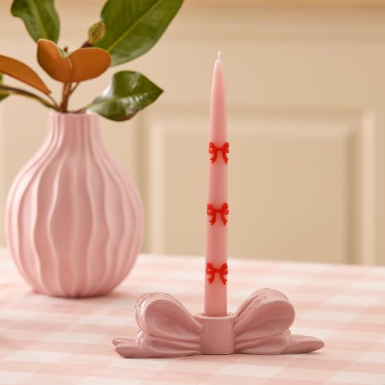 Pink Bow Candleholder