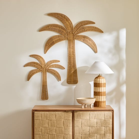 Natural Rattan Palm Wall Décor