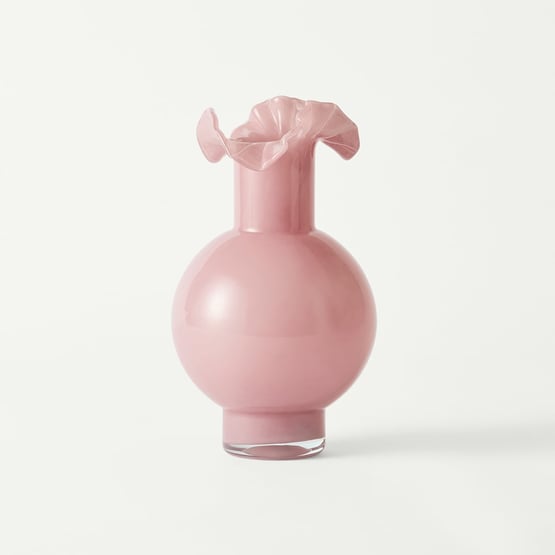 Frill Collar Pink Short Glass Vase