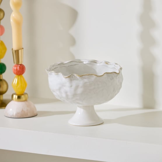 Marine White Fluted Pedestal Bowl
