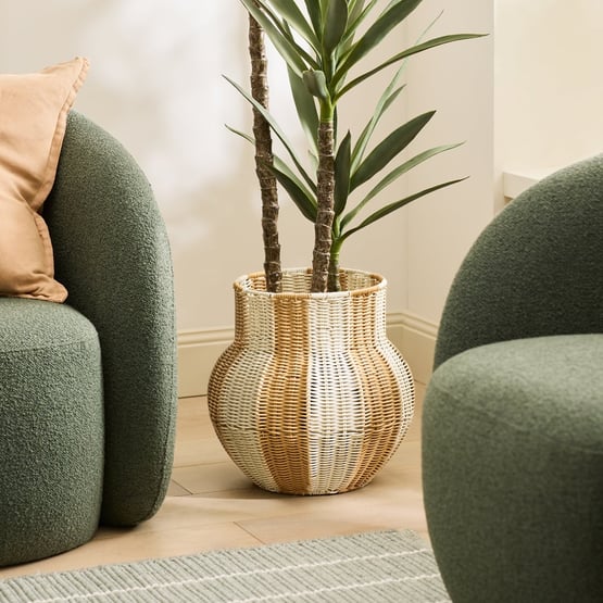 Nalu Natural & White Large Woven Pot