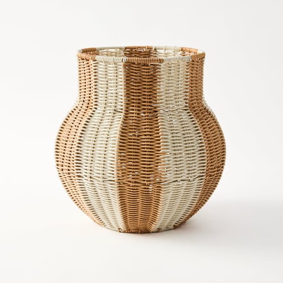 Nalu Natural & White Large Woven Pot