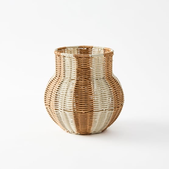 Nalu Natural & White Small Woven Pot