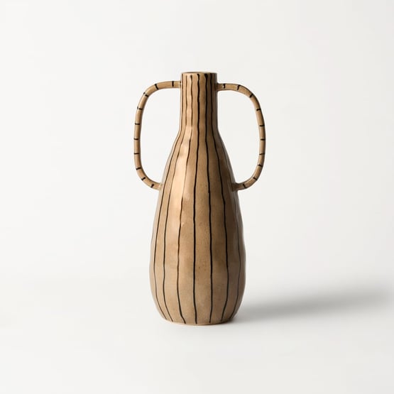 Paloma Taupe & Black Stripe Large Vase