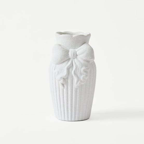 Emma White Bow Vase