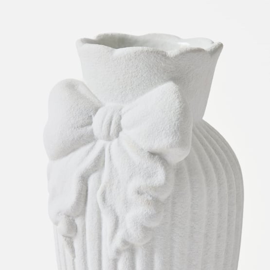 Emma White Bow Vase