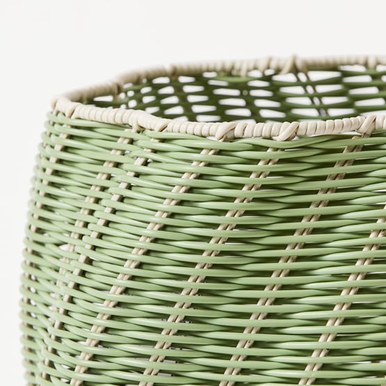 Twist Woven Green & White Pot 