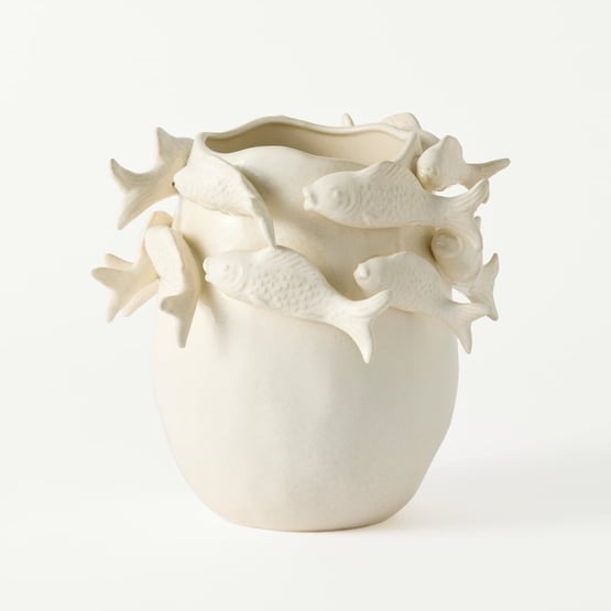 Fish White Vase