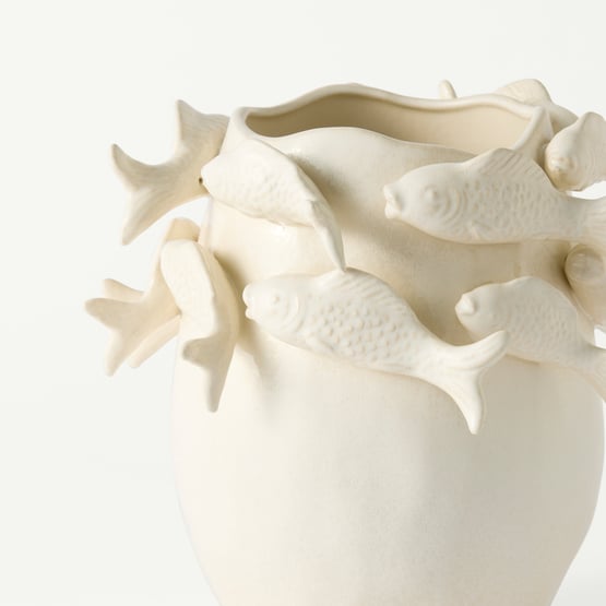 Fish White Vase