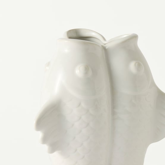 Fish Trio White Vase