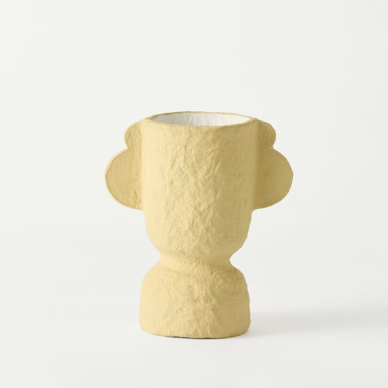 Zola Pale Yellow & White Short Vase