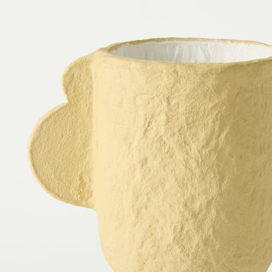 Zola Pale Yellow & White Short Vase