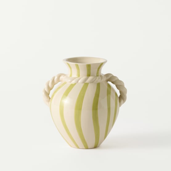 Sienna White & Green Round Vase