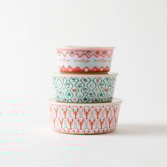 La Mer Coastal Lobster Melamine Containers Set of 3