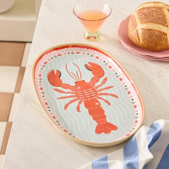 La Mer Coastal Lobster Melamine Oval Tray