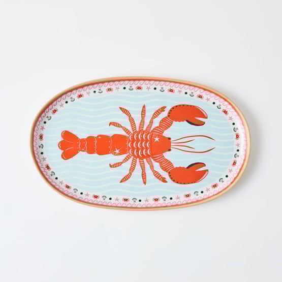 La Mer Coastal Lobster Melamine Oval Tray