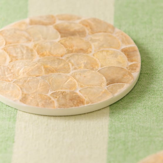 Sicily Capiz Ivory Tile Coaster Pack of 4