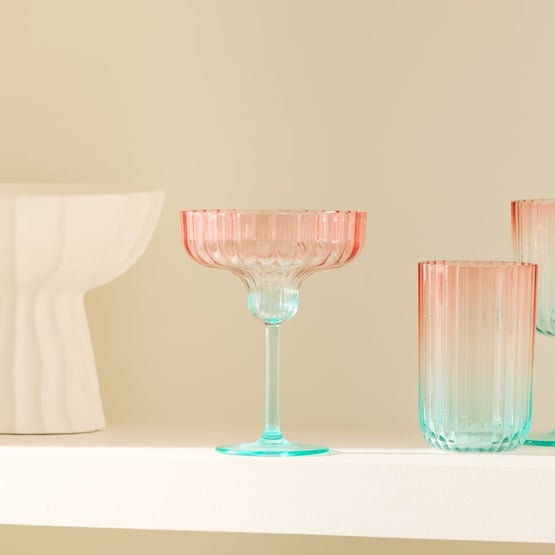 Positano Blue & Pink Cocktail Drinkware