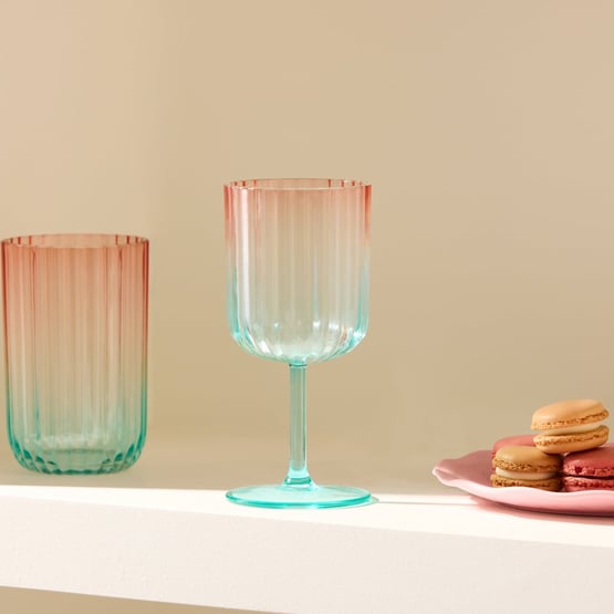 Positano Blue & Pink Wine Drinkware