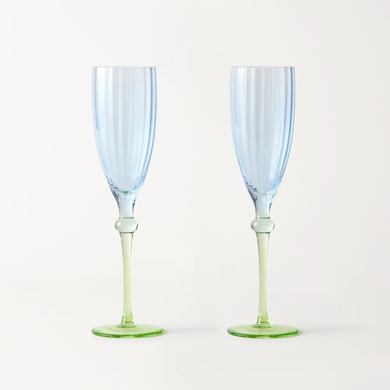 Carlita Drinkware Blue & Green Champagne Flute Pack of 2