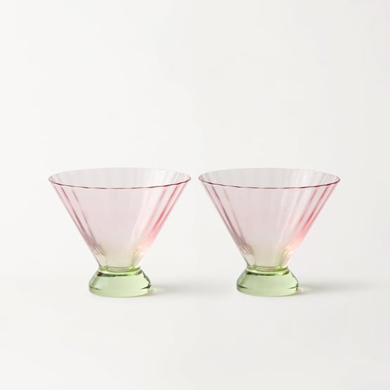 Carlita Drinkware Pink & Green Martini Glass Pack of 2