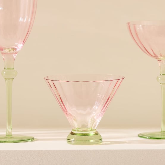 Carlita Drinkware Pink & Green Martini Glass Pack of 2