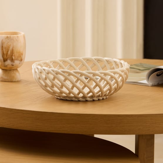 Lattice Beige Large Bowl