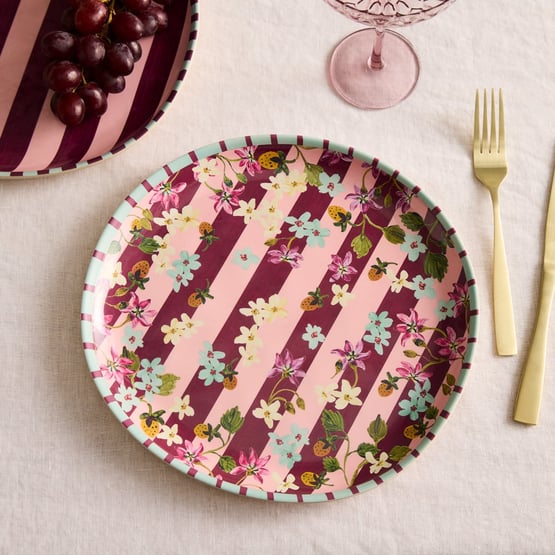 Camille Melamine Floral Stripe Dinner Plate