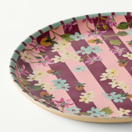 Camille Melamine Floral Stripe Dinner Plate