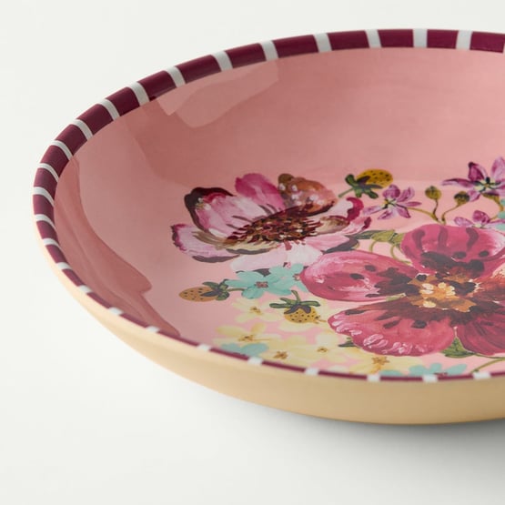 Camille Melamine Rose Floral Dinner Bowl