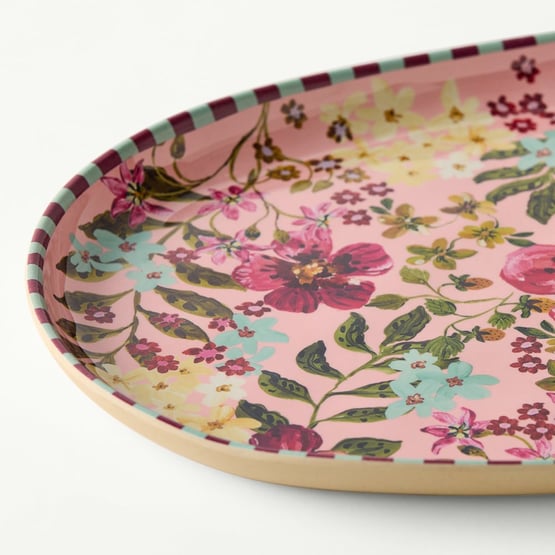 Camille Melamine Rose Floral Oval Tray