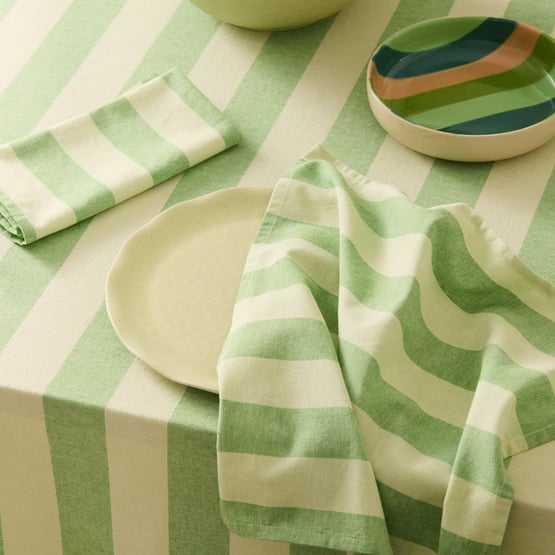 Ava Green & Light Green Stripe Napkins Pack of 2