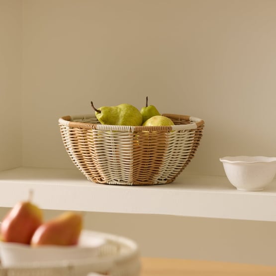 Nalu Woven Natural & White Bowl