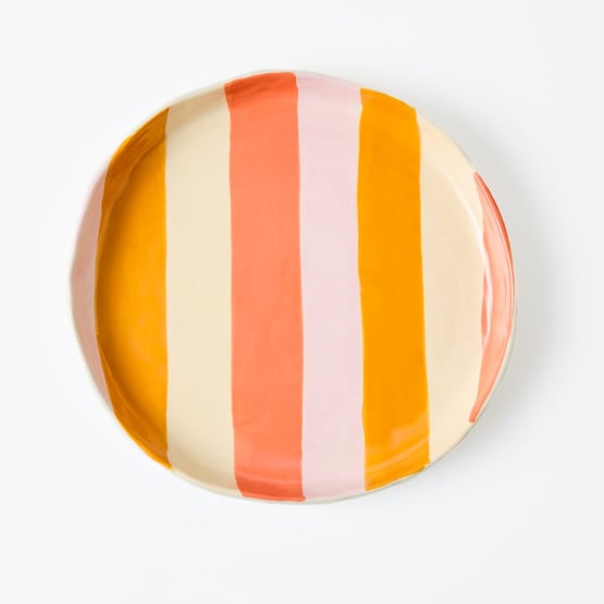Tuscany Pink & Orange Stripe Round Platter