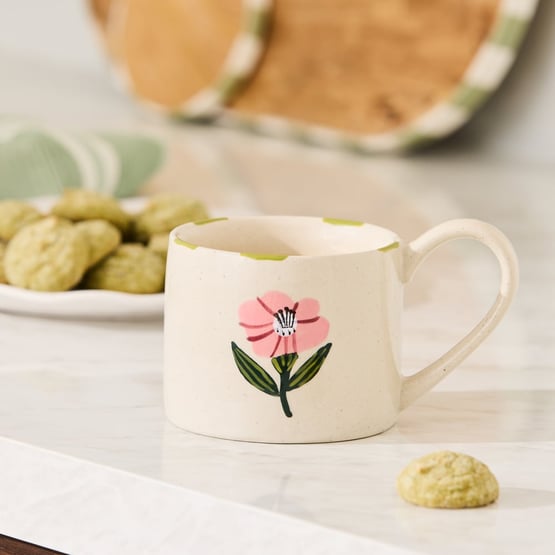 Tuscany Pink Flower & Green Stripe Mug