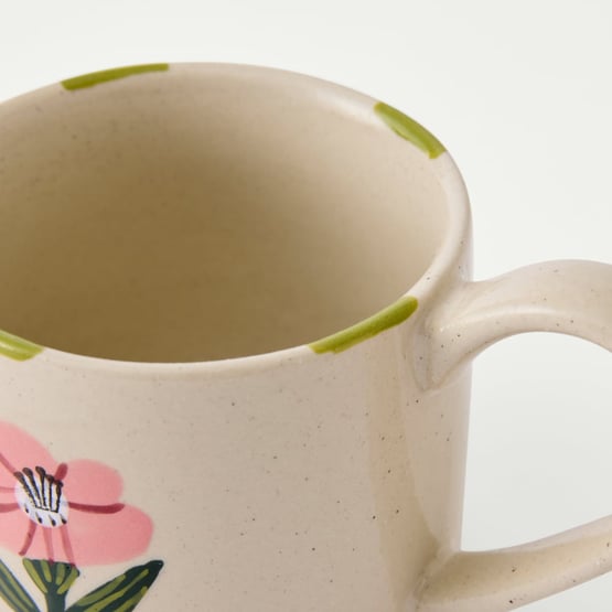Tuscany Pink Flower & Green Stripe Mug
