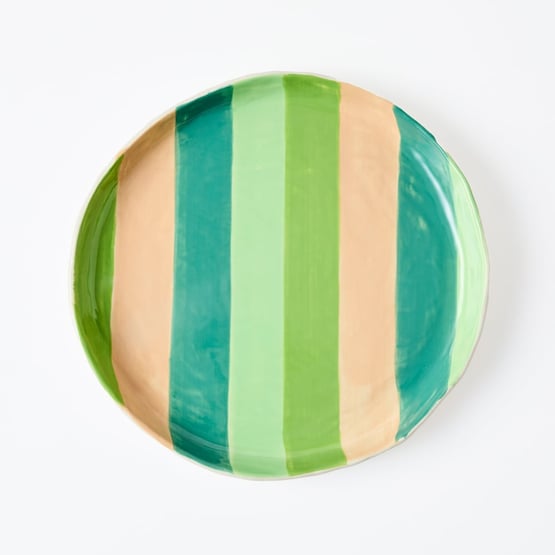 Tuscany Green Stripe Round Platter